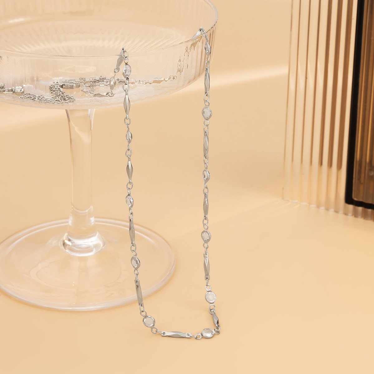 Jewelry Versatile Geometric Hollow Stitching Body Chain Simple Imitation Crystal Metal Single Layer Waist Chain Women