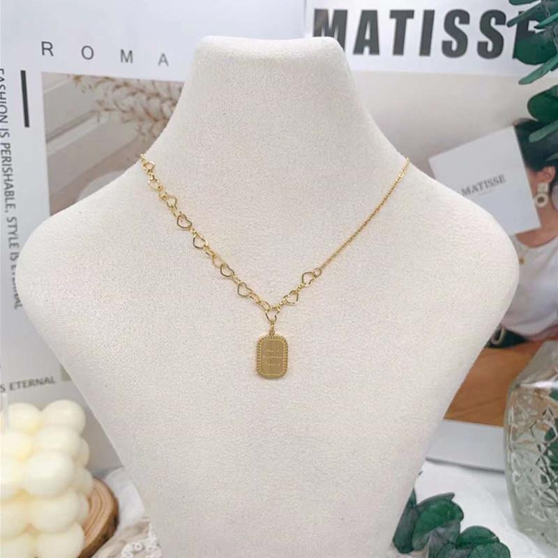 Titanium steel color-preserving collarbone chain army brand letter necklace female niche simple fashion trend cold square brand clavicle chain