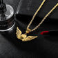 Personality Fashion Square Gemstone Diamond Angel Wings Hip Hop Men's Necklace Jewelry