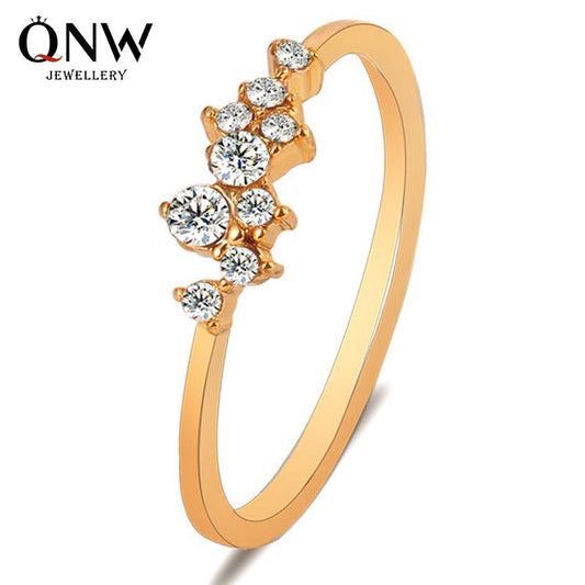 Electroplating 18k Gold Diamond Ring Nine Diamonds Ladies Tail Ring Jewelry