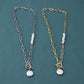 Jewelry Retro Metal Irregular OT Buckle Chain Necklace Versatile Pearl Advanced Sweater Chain