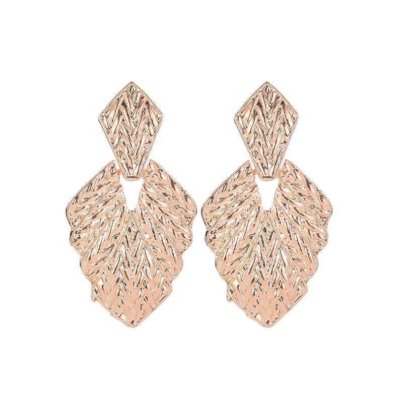 Jewelry Irregular Metal Texture Frosted Leaf Earrings Personalized Wheat Ear Pattern Earrings