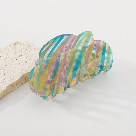 F439 Fashion Color Stripe Geometric Fashion Clip Acetate Plate Hair Clip Cloud Ladies Elegant Shark Clip