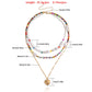 Jewelry multi-layer color rice beads LOVE letter peach heart pendant necklace female niche creative necklace