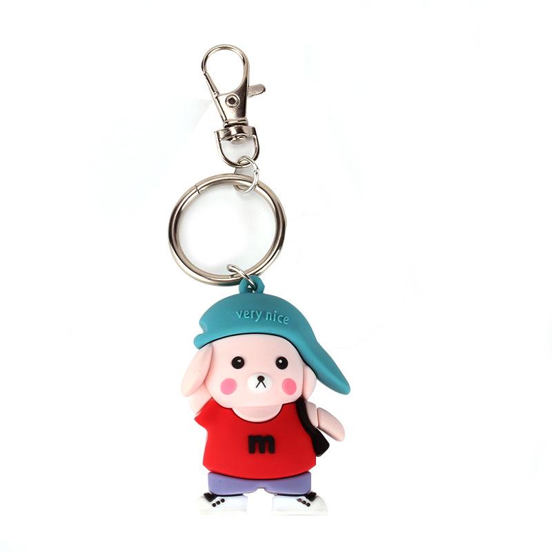 Creative cartoon boy girl key chain cute couple key pendant bag pendant
