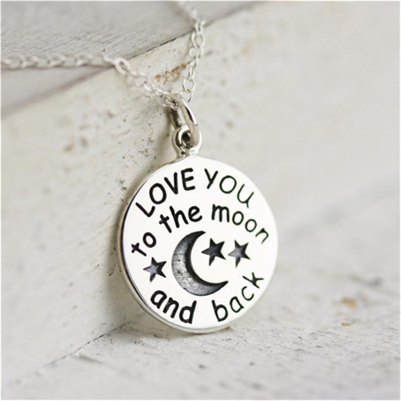 Jewelry Round Cake Drip Oil Loveyoutothemoonandback Star Moon Necklace