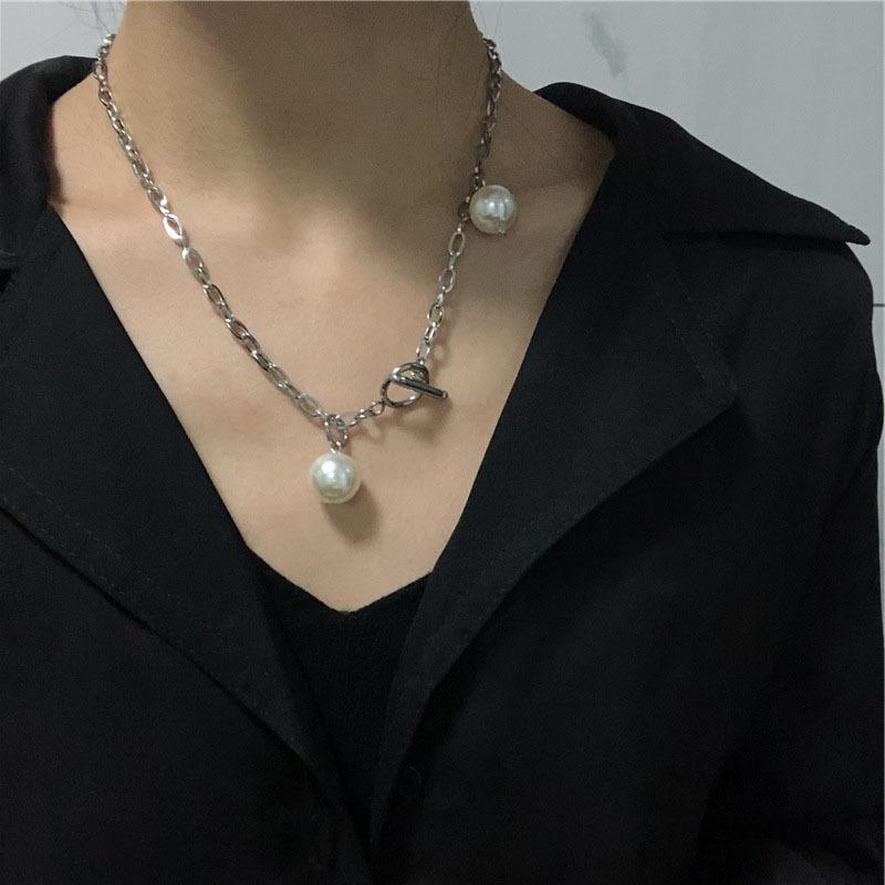 Jewelry Pearl Necklace Men's Trendy Hip Hop Chain Clavicle Chain Women's Necklace Smiley Face Necklace