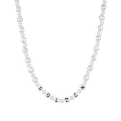 Fashion Shaped Gourd Pearl Necklace English Letter GOLDEN Clavicle Necklace Accessories