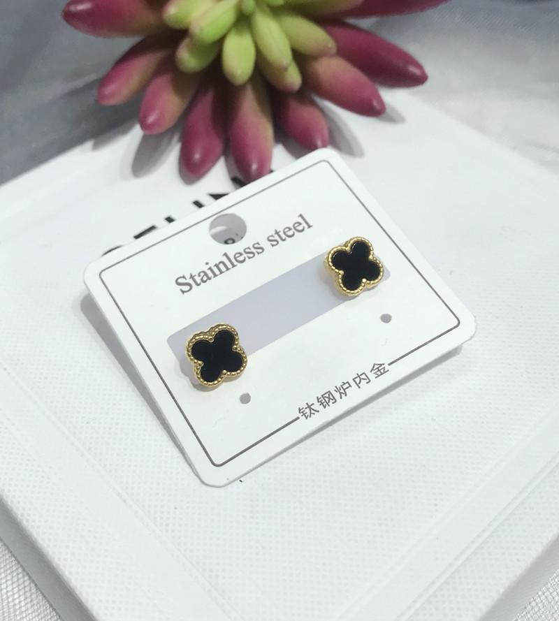 ins925 silver needle four-leaf clover earrings female simple fashion titanium steel gold-plated zirconium earrings for earrings