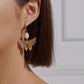 Niche fashion metal hollow multi-layer butterfly earrings temperament baroque freshwater pearl earrings women
