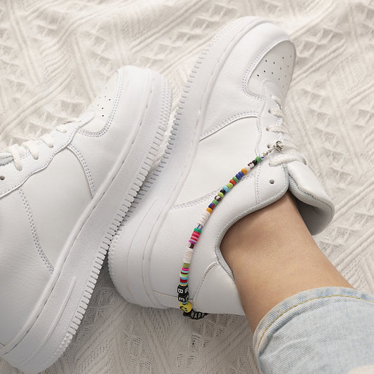 Ornaments simple color contrast letters acrylic shoe chain women's all-match street style single rice bead foot decoration