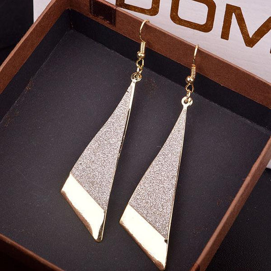 Simple and versatile women's long triangle frosted earrings casual earrings direct supply