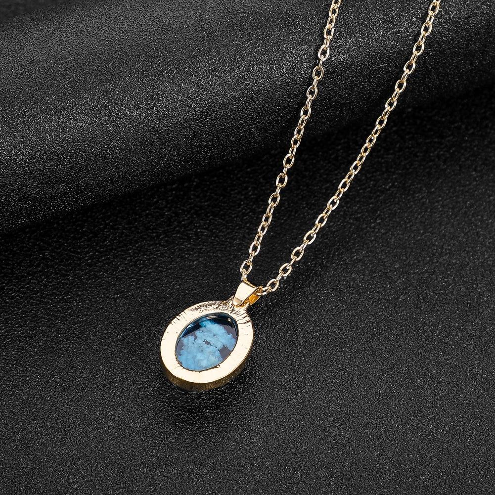 ETSY Creative Handmade Jewelry Blue Sky White Cloud Eagle Pendant Oval Transparent Resin Necklace