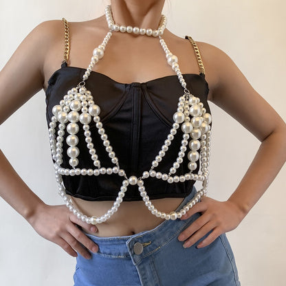 Sexy Pure Desire Imitation Pearl Double Layer Waist Chain Women Fashion Trend Metal Chain Body Chain