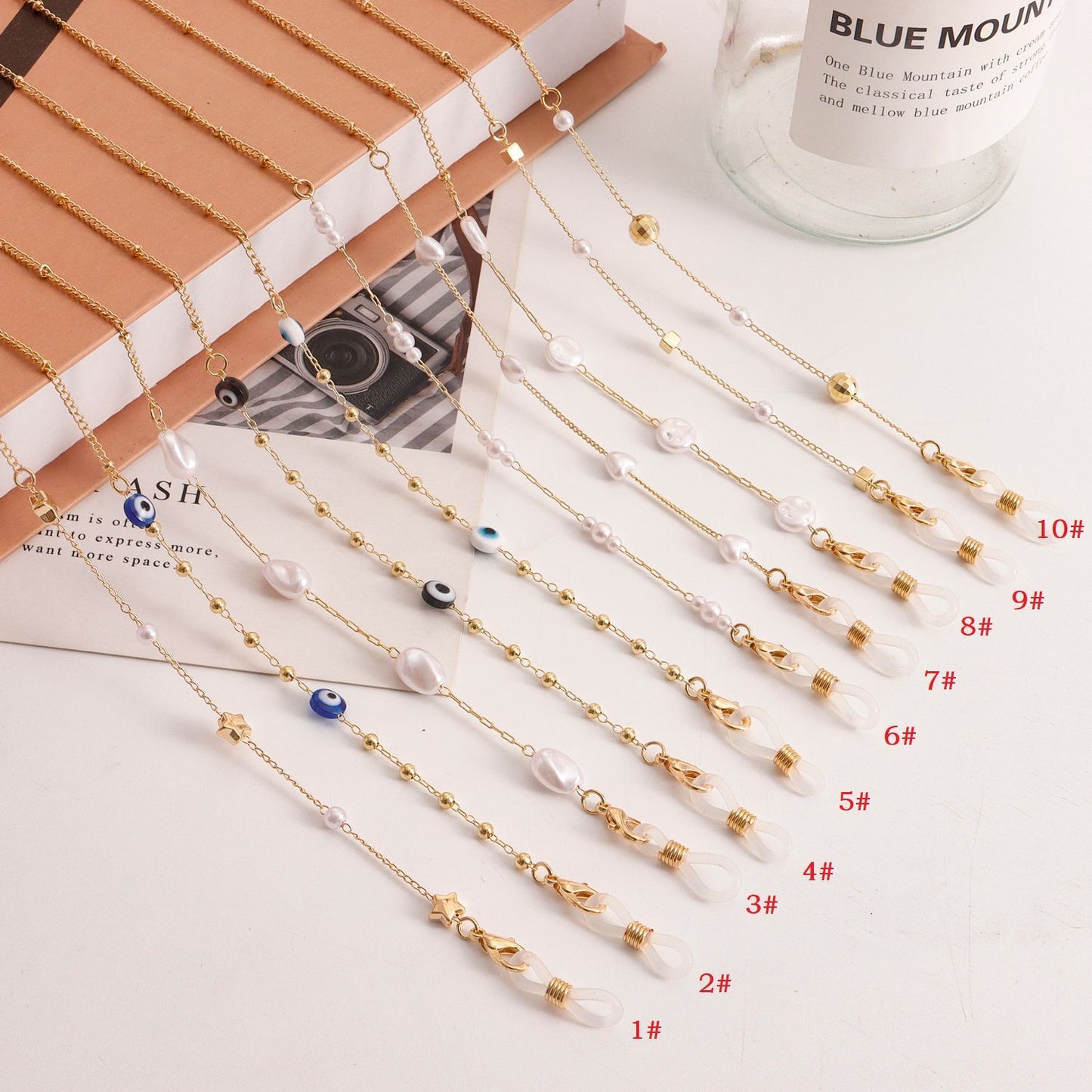 Accessories Mask Chain Glasses Chain Devil Eye Mask Chain Imitation Pearl Metal Glasses Chain
