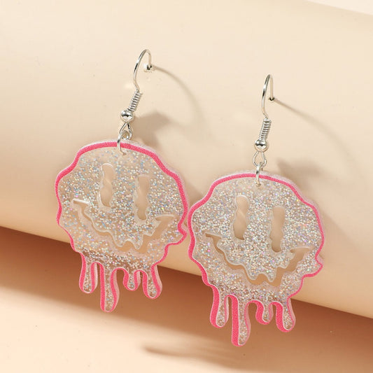 Gothic exaggerated acrylic irregular earrings ins transparent resin smiley face earrings Halloween