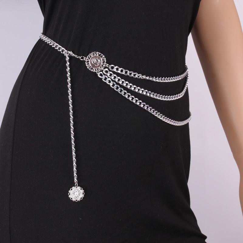 Jewelry alloy multi-layer exaggerated body chain female queen head portrait retro street shooting waist chain