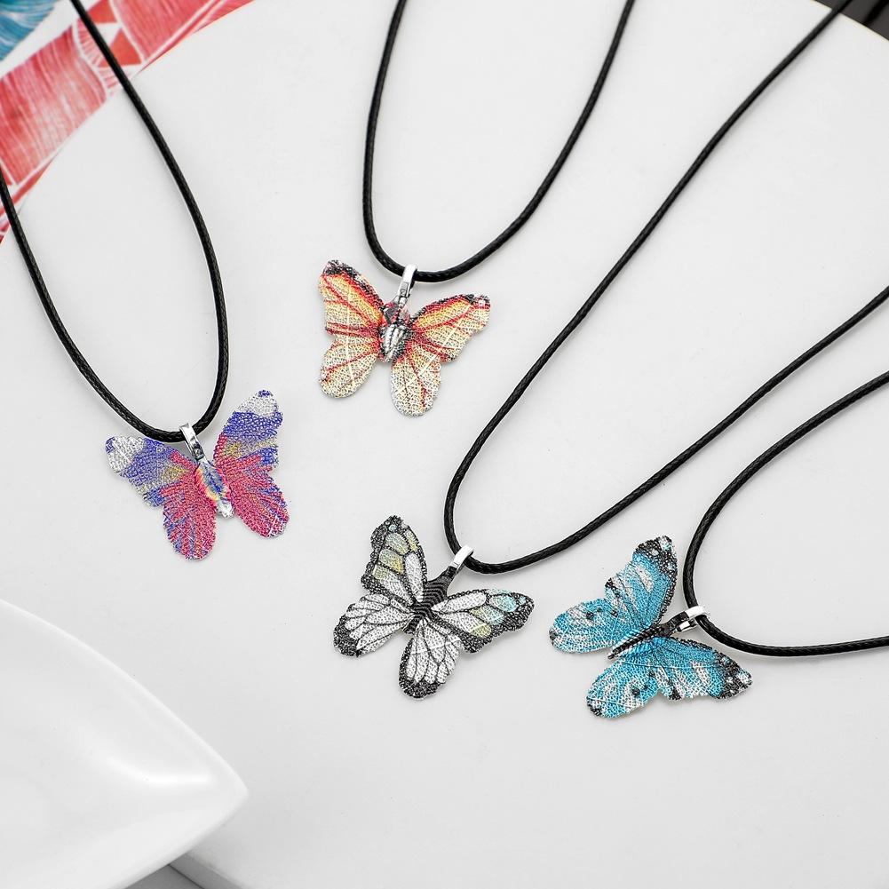Creative Personality Necklace Painted Butterfly Plating Leaf Jewelry