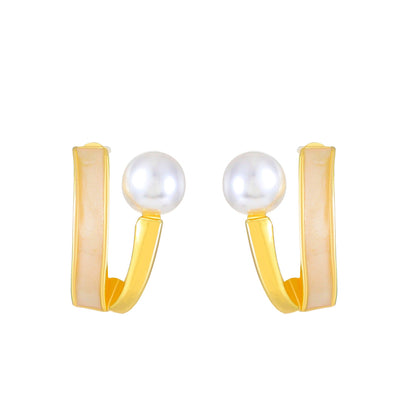 ins simple and small pearl earrings French light luxury niche design natural mother-of-pearl earrings net red earrings