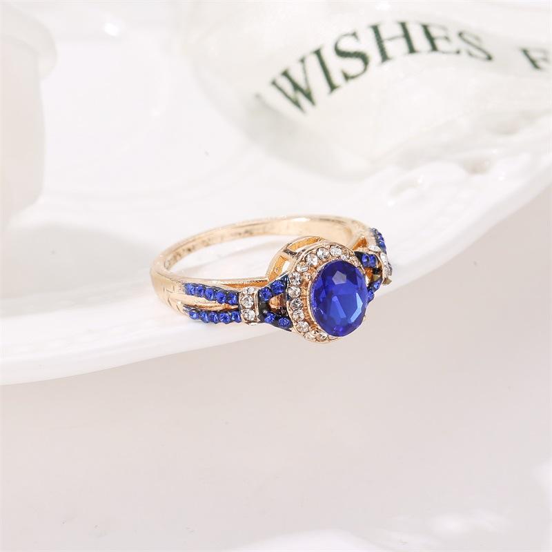 Hand Jewelry Temperament Blue Zircon Diamond Ring Classic Ladies Hand Jewelry
