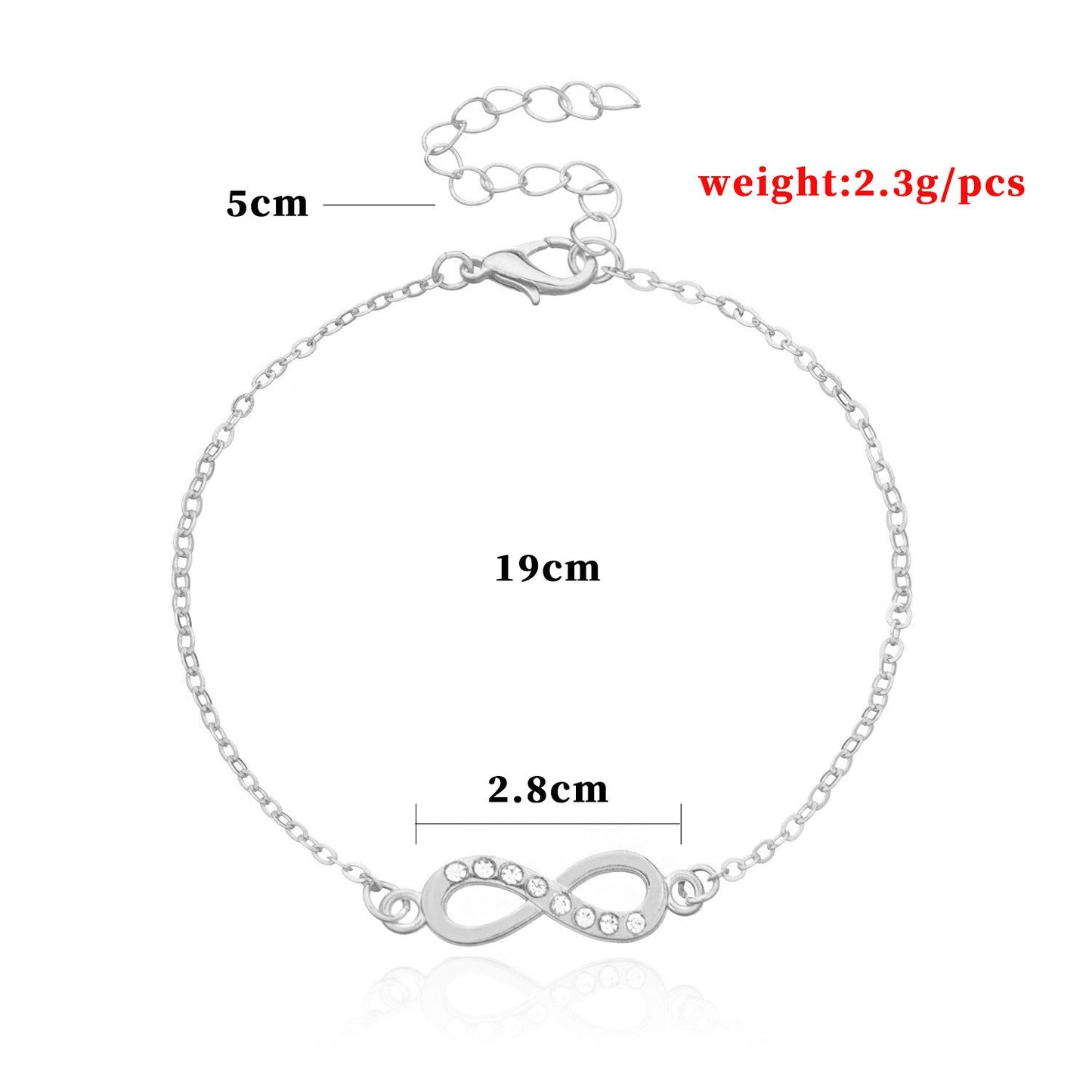 Jewelry Fashion Simple Diamond 8 Character Infinity Bracelet Female Fashion Jewelry