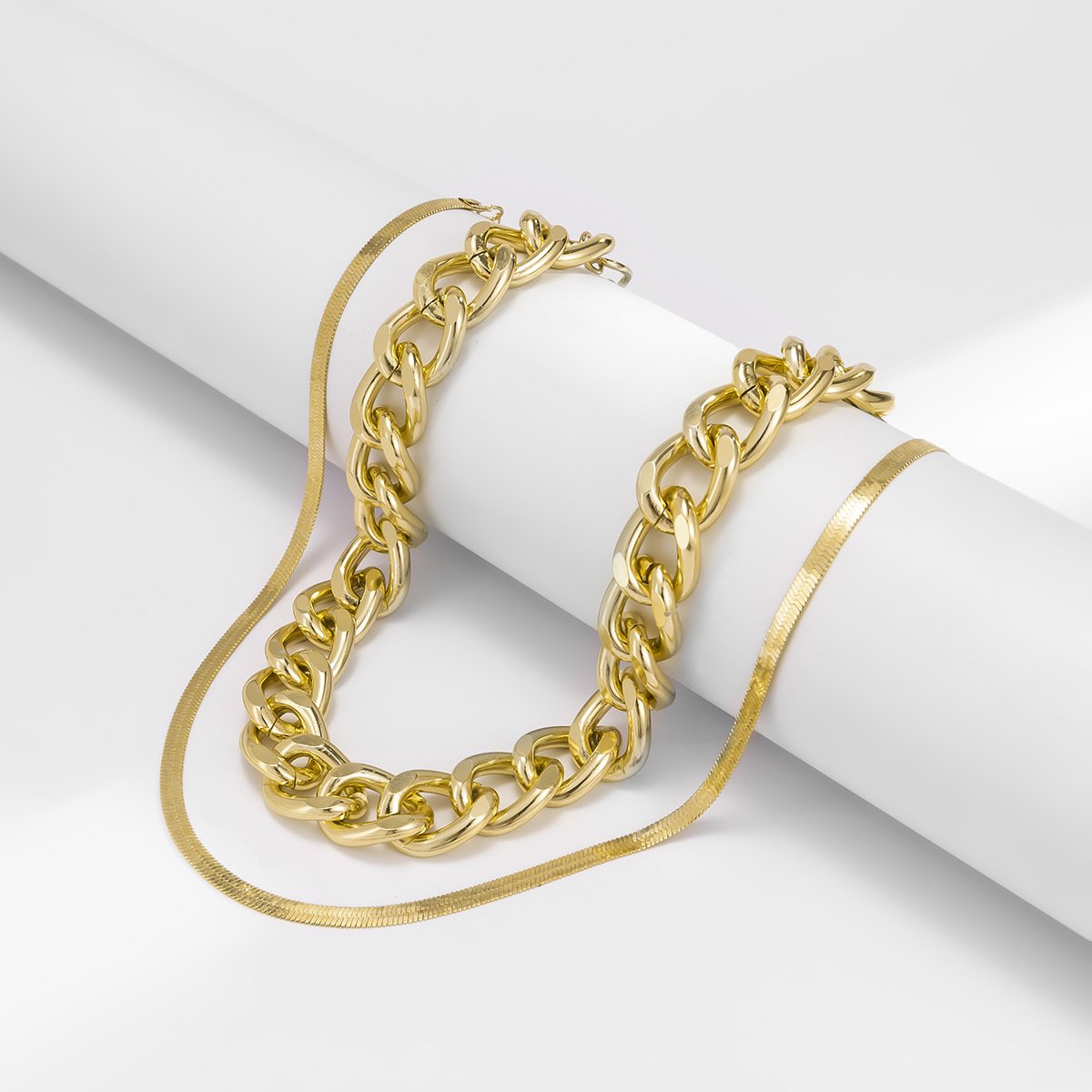 Jewelry Hip Hop Trend Aluminum Chain Clavicle Necklace Personality Retro Metal Snake Bone Chain Necklace Female
