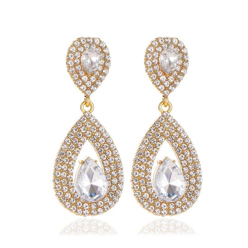 Full diamond atmospheric long earrings Goddess super flash zircon water drop earrings temperament crystal bridal earrings