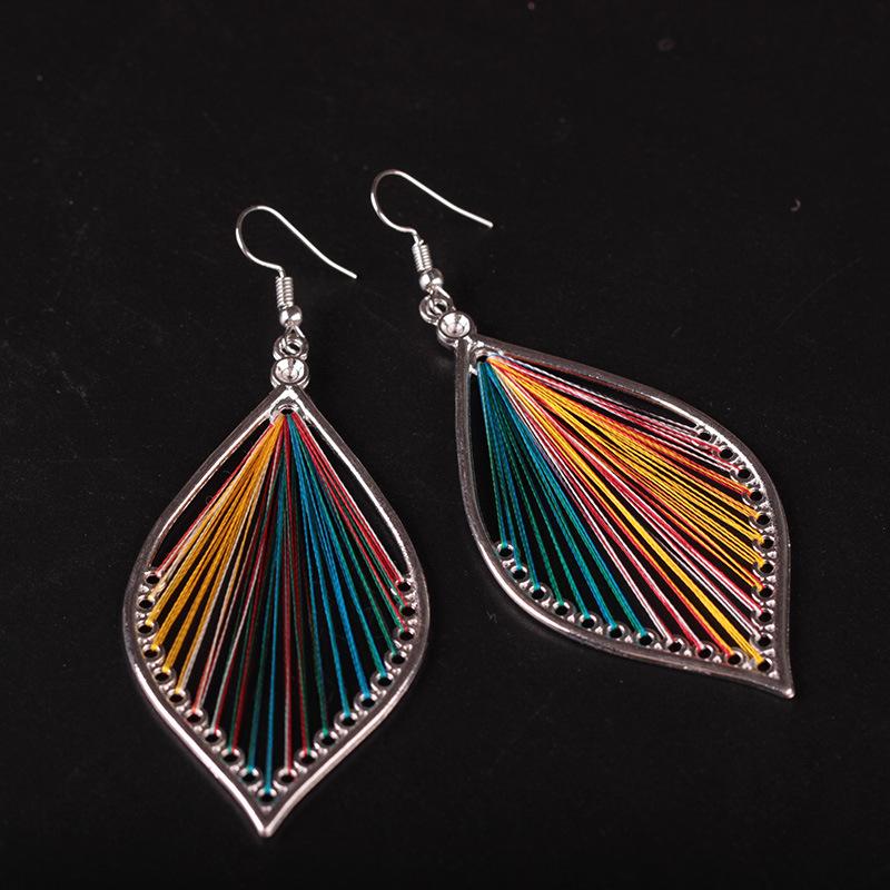 Fashion Exaggerated Earrings Handmade Silk Thread Oval Earrings Famous Jewelry