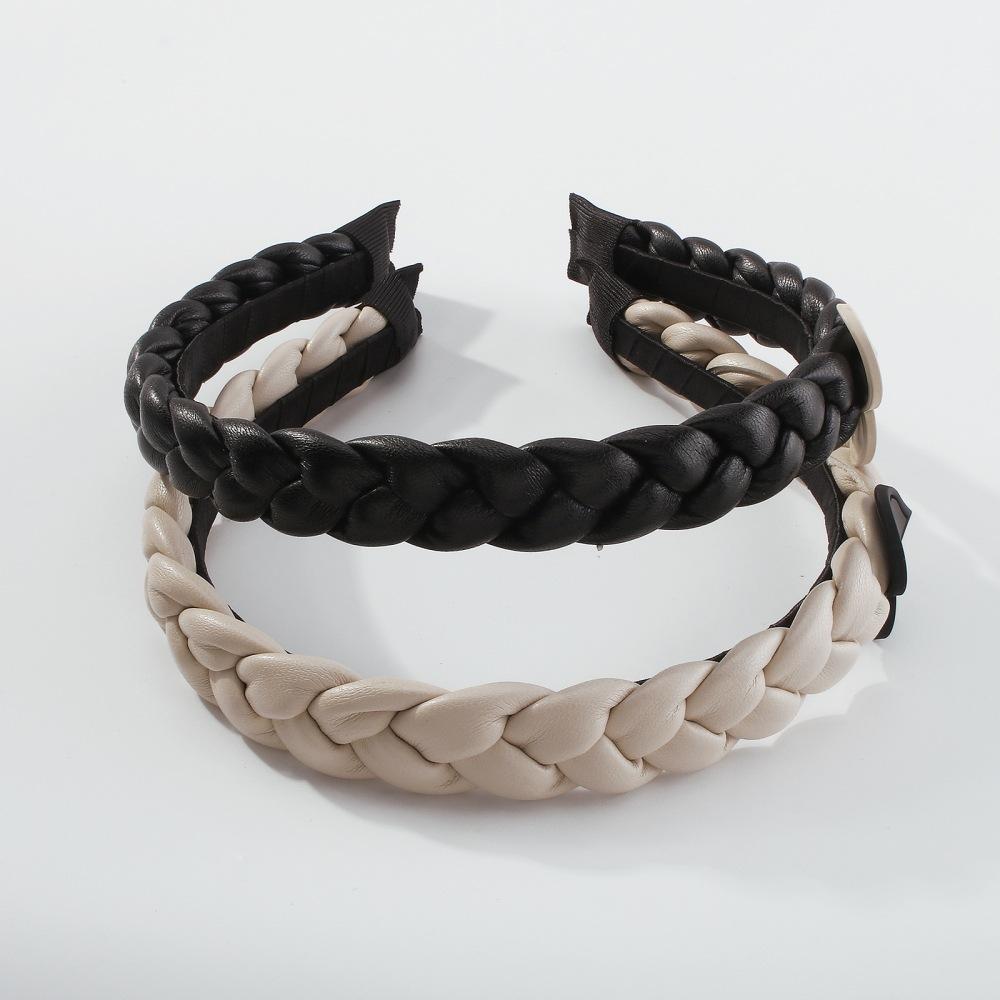 F354 braided headband PU texture twist braid creative hair accessories resin love small fresh headband