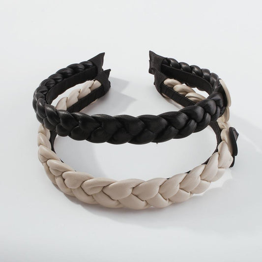 F354 braided headband PU texture twist braid creative hair accessories resin love small fresh headband