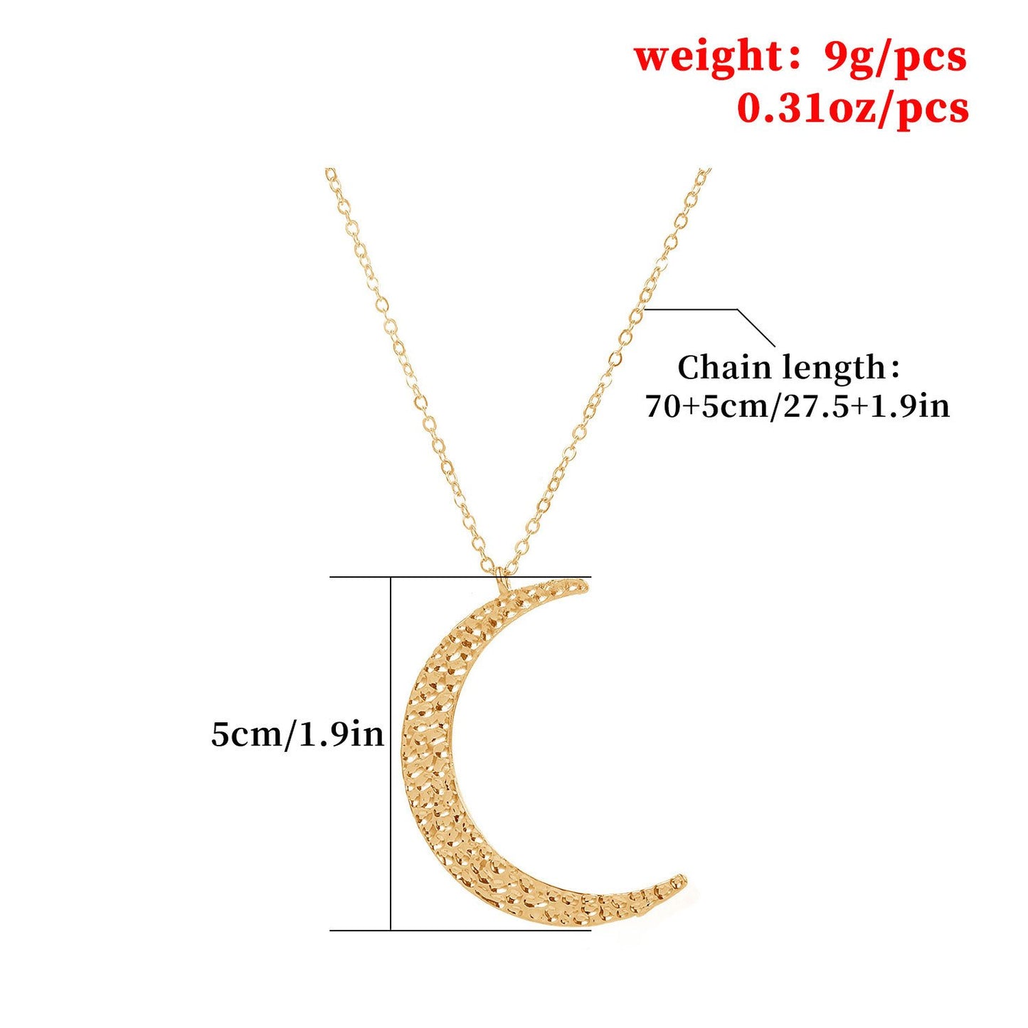 Jewelry Fashion Exaggerated Crescent Pendant Necklace Women's Single Layer Necklace Sweater Chain