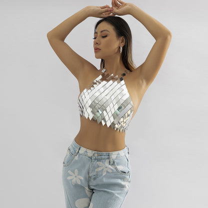 Jewelry Sexy Geometric Sequins Body Chain Personality Street Shooting Rhombus Hollow Handmade Clothing Women