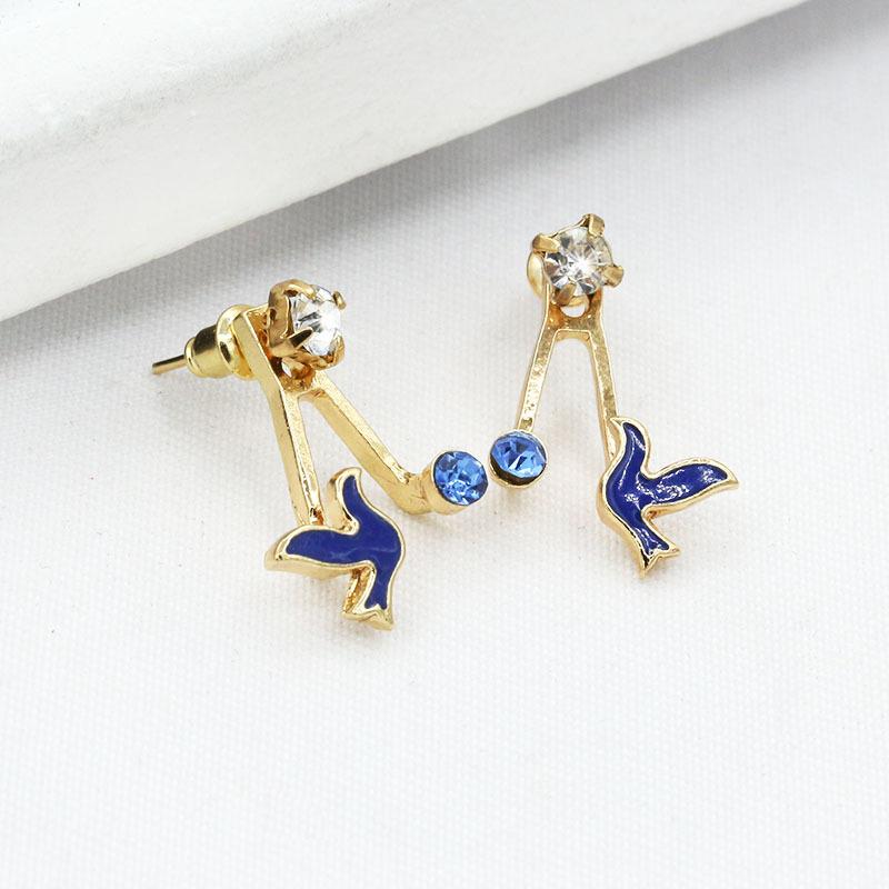 Personality Retro Diamond Bird Earrings Fashion Exaggerated Post-Hanging Earrings Jewelry Women