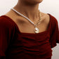 Jewelry simple Cuban pearl thick chain beauty head coin pendant necklace female fashion anchor necklace