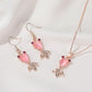 Set Jewelry Cute Pink Cat's Eye Goldfish Necklace Personality Cartoon Earrings Women's Pendant Clavicle Chain