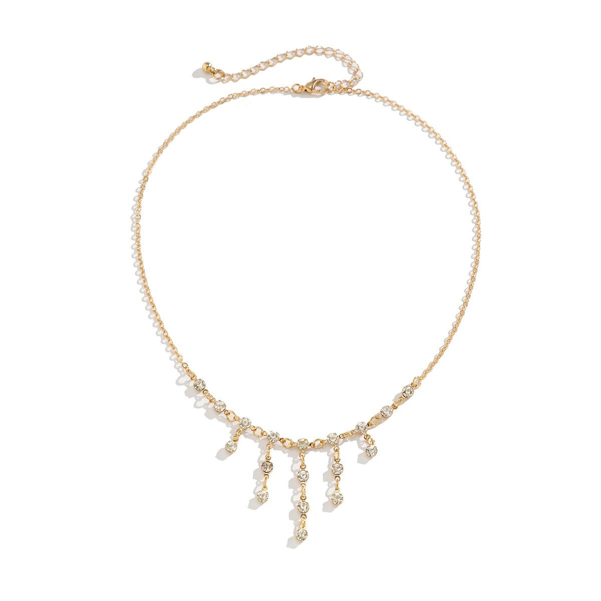 Jewelry Temperament Versatile Geometric Chain Necklace Simple Imitation Crystal Tassel Pendant Necklace Women