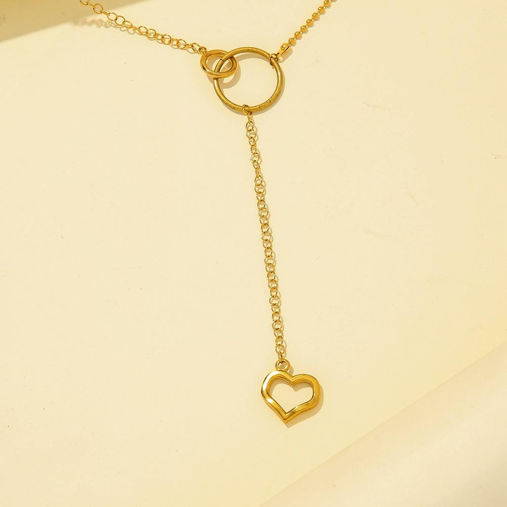 Stainless Steel Gold Love Circle Necklace Temperament Light Luxury Clavicle Chain Titanium Steel Never Fading Chain
