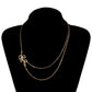 Mori Simple Metal Leaf Double Chain Short Necklace Clavicle Chain