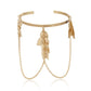 Ornaments Simple and Versatile Street Shot Open Hand Decoration Geometric Leaves Tassel Chain Pendant Arm Bracelet Female