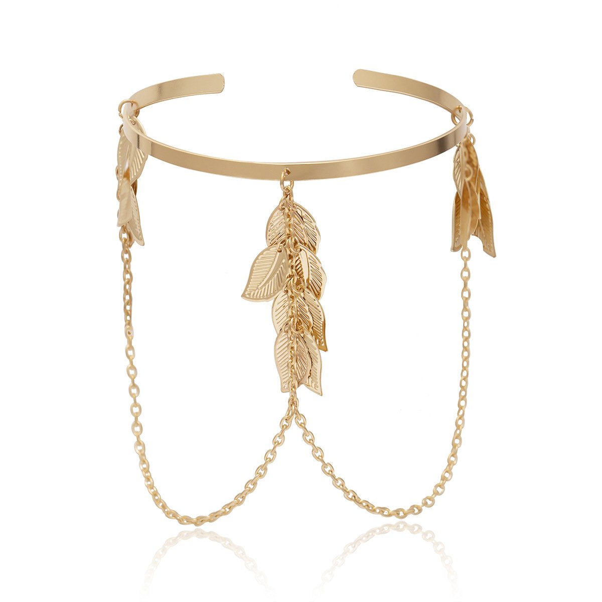 Ornaments Simple and Versatile Street Shot Open Hand Decoration Geometric Leaves Tassel Chain Pendant Arm Bracelet Female