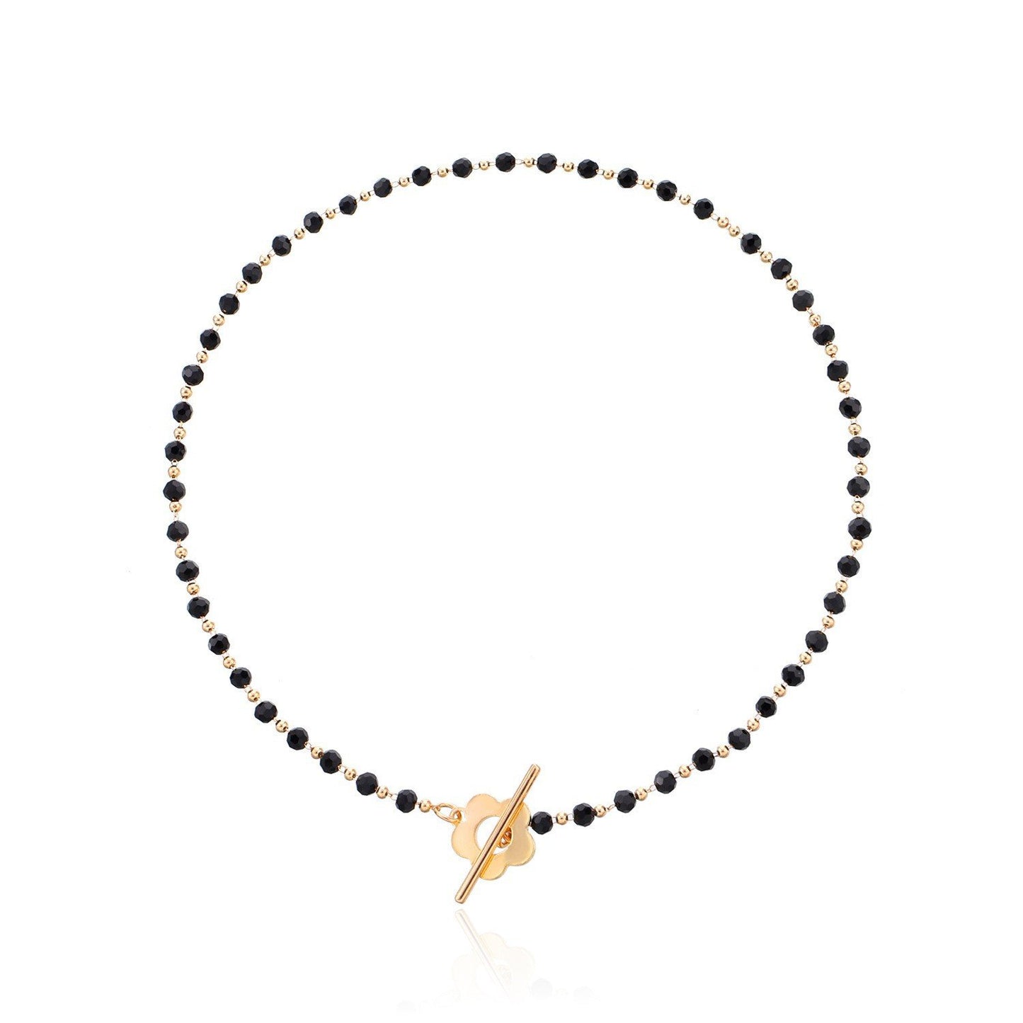 Jewelry Fashion Temperament Colorful Crystal Glass Beads Necklace Simple OT Buckle Short Flower Necklace