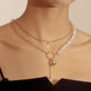 Jewelry Stitching Chain Imitation Baroque Shaped Pearl Necklace Geometric Ball Long Stick Pendant Necklace