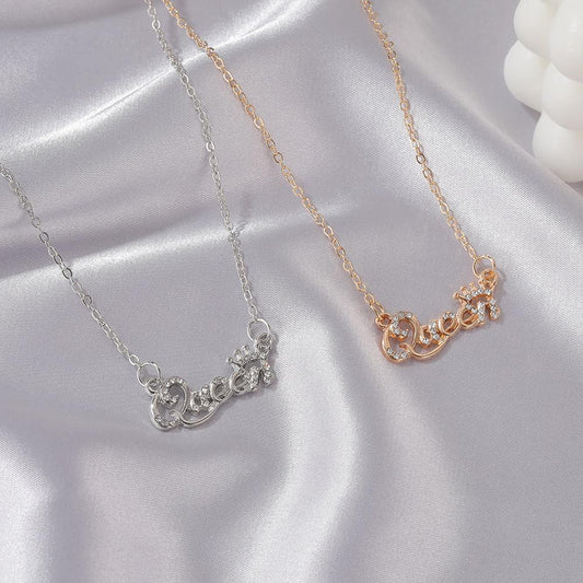 Alphabet queen necklace trend crown queen clavicle chain for mom and girlfriend holiday gift