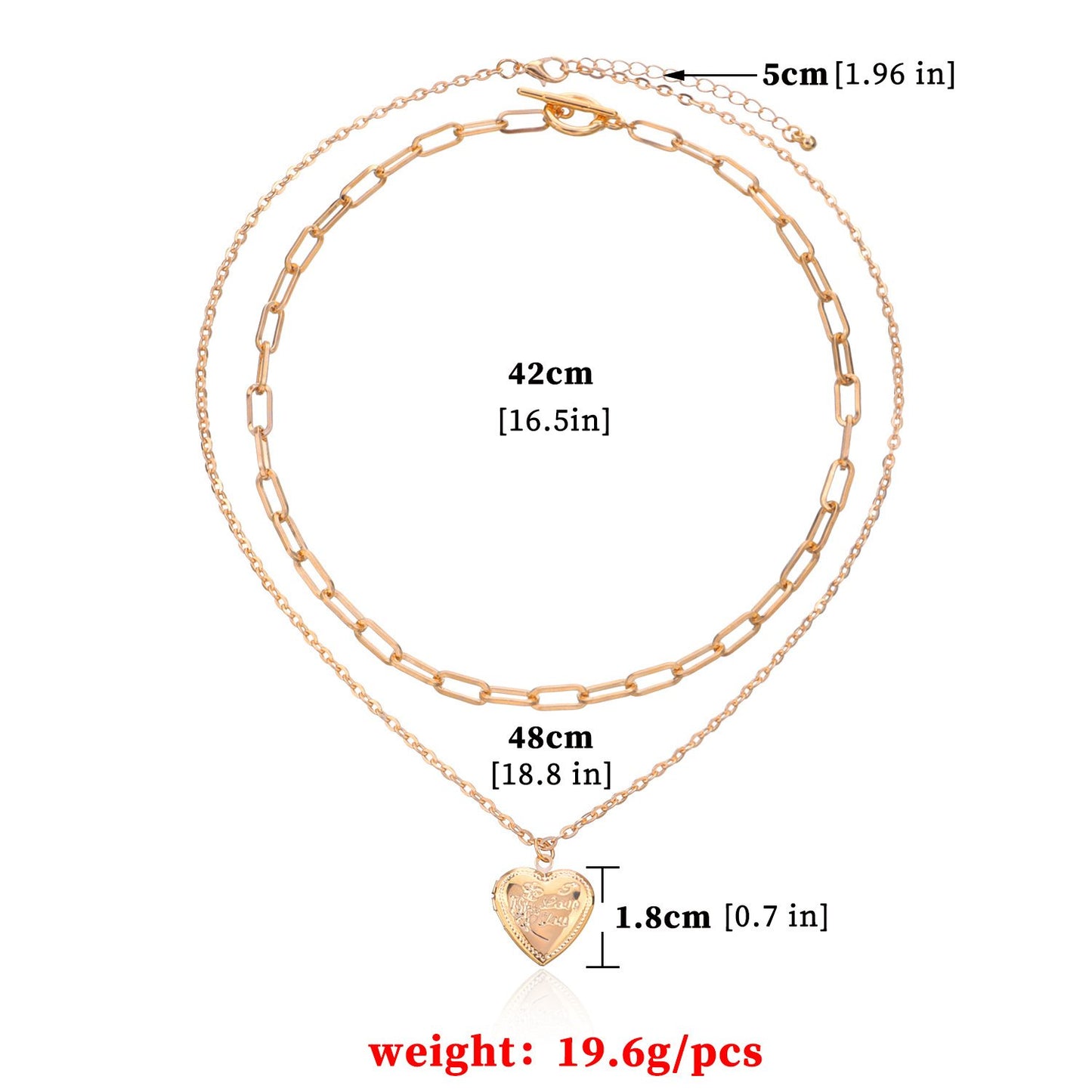 Jewelry OT buckle can be opened embossed peach heart necklace female hip-hop retro trend love necklace