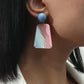 Spring and summer creative 3D printing color three-dimensional pattern geometric earrings temperament printing exaggerated earrings