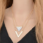 Popular official website with the same triangle turquoise pendant necklace V-shaped double-layer clavicle chain