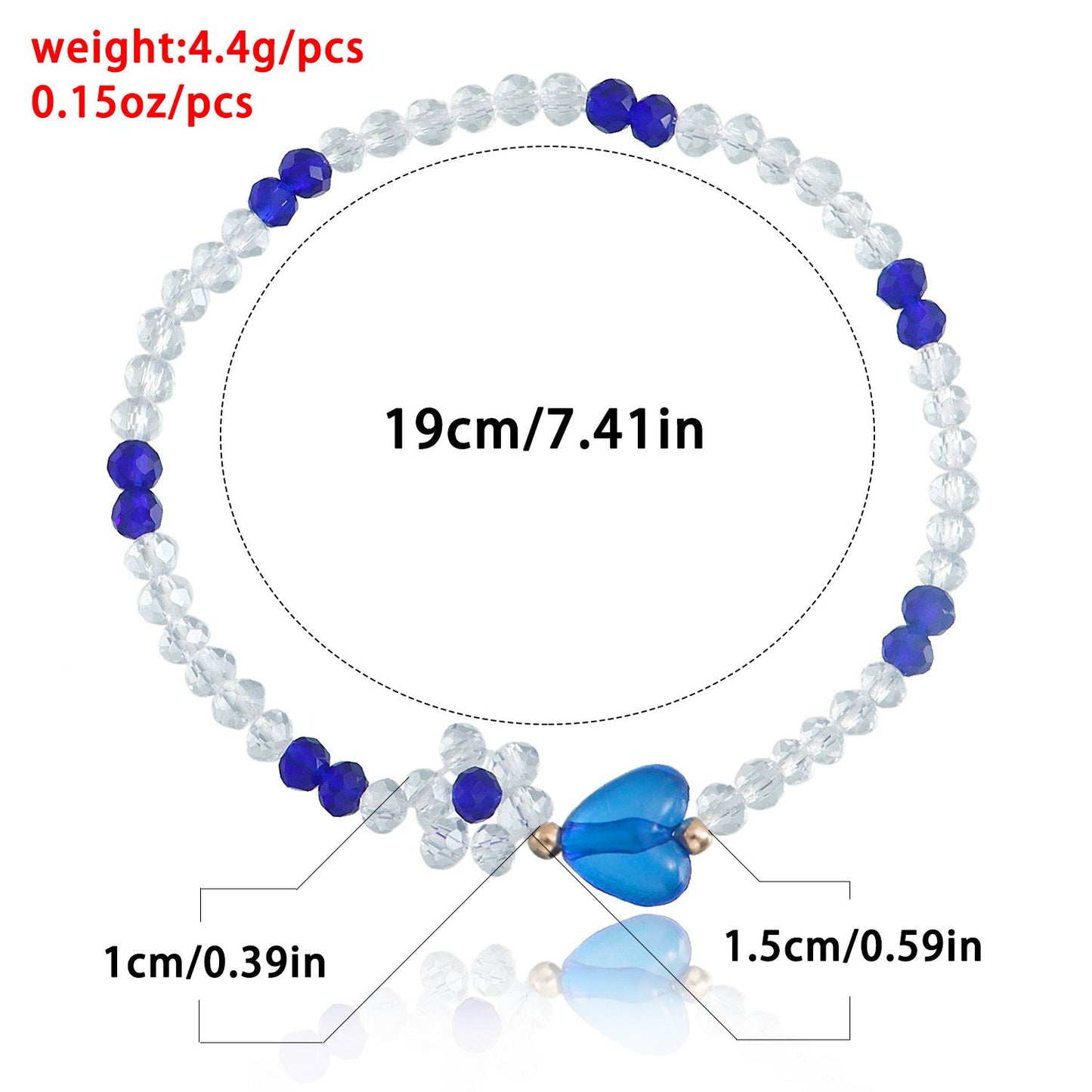 Jewelry Bohemian Color Crystal Heart Beaded Bracelet Women's Woven Crystal Flower Hand Decoration