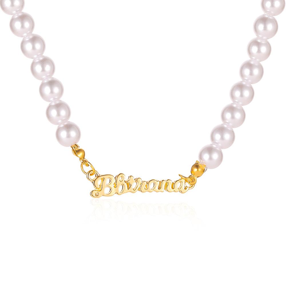 Fashion name pearl necklace temperament indifferent English name clavicle chain accessories necklace