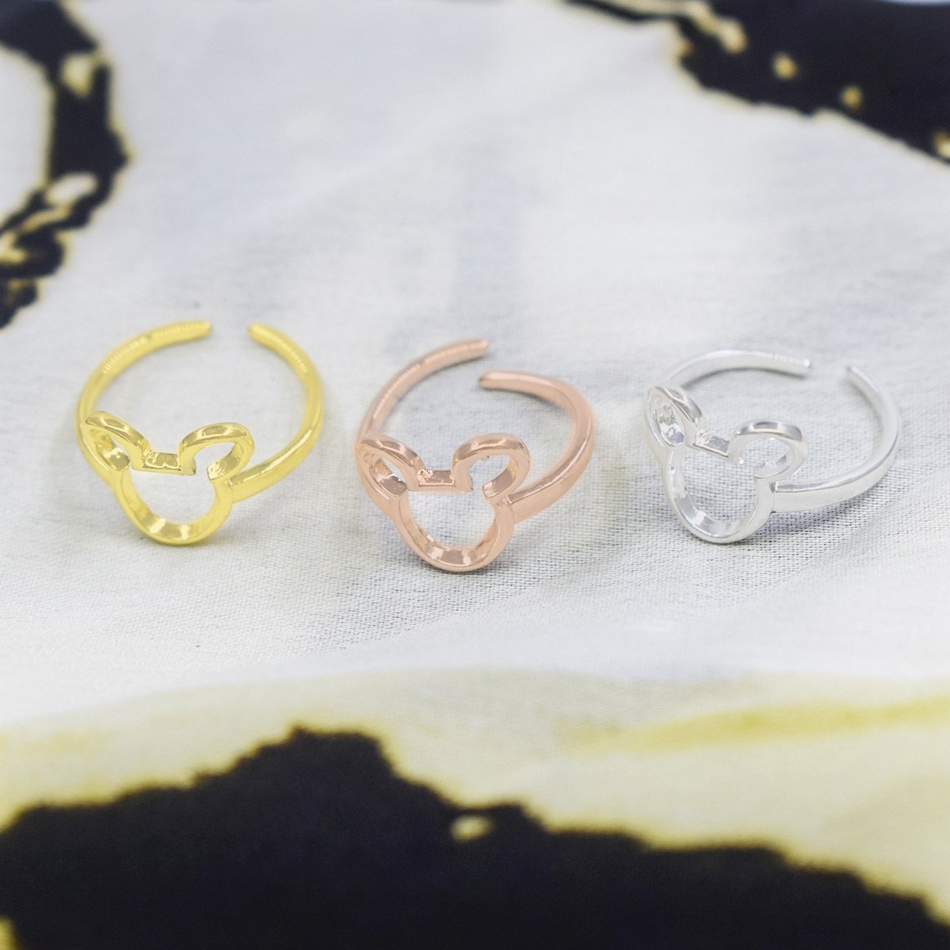 Fashion Jewelry Sweet Beauty Cute Cartoon Mickey Mickey Mouse Open Ring Electroplating Gold Silver