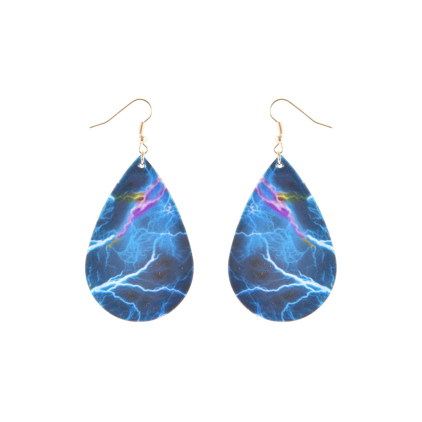 Jewelry Faux PU Leather Drop Shaped Earrings Ladies Exaggerated Lightning Pattern Stud Earrings